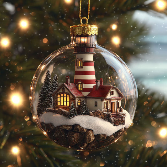 Lighthouse Snowy Night WN2611064CL Christmas Ornament