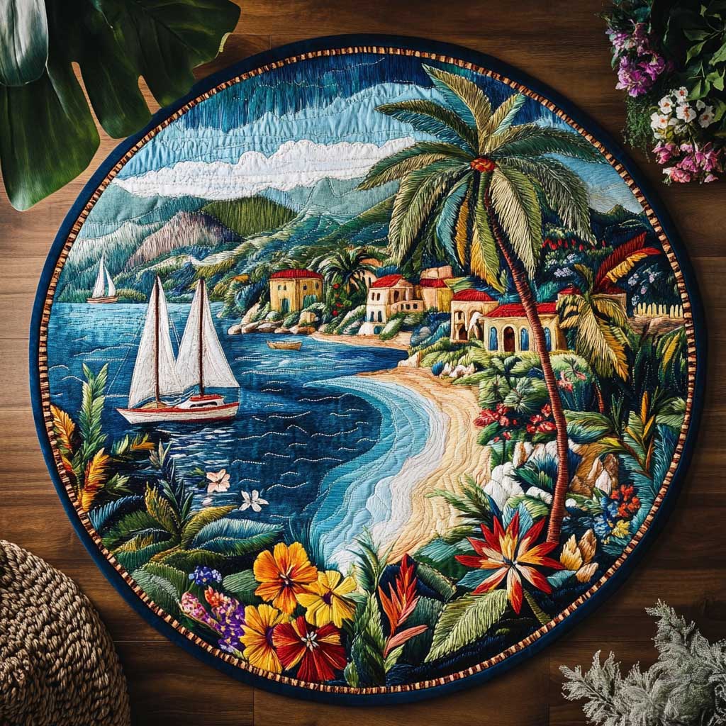 Tropical Voyage WN1605061CL Quilted Round Mat
