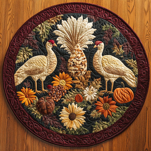 Thanksgiving Turkey Glow WN0708099CL Quilted Round Mat