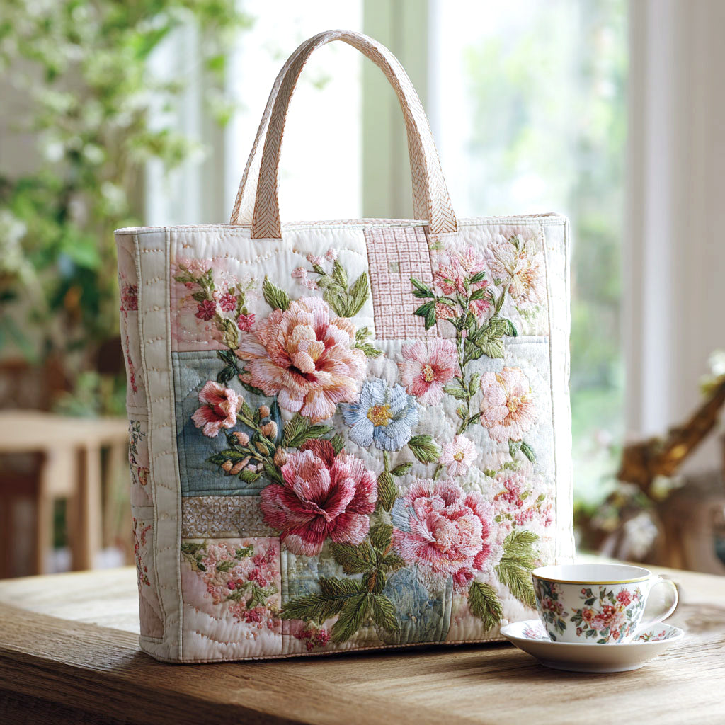 Blooming Flower CW1301002CL Quilted Tote Bag