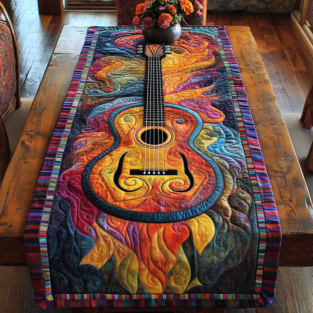 Guitar Flame WN1606035CL Quilted Table Runner