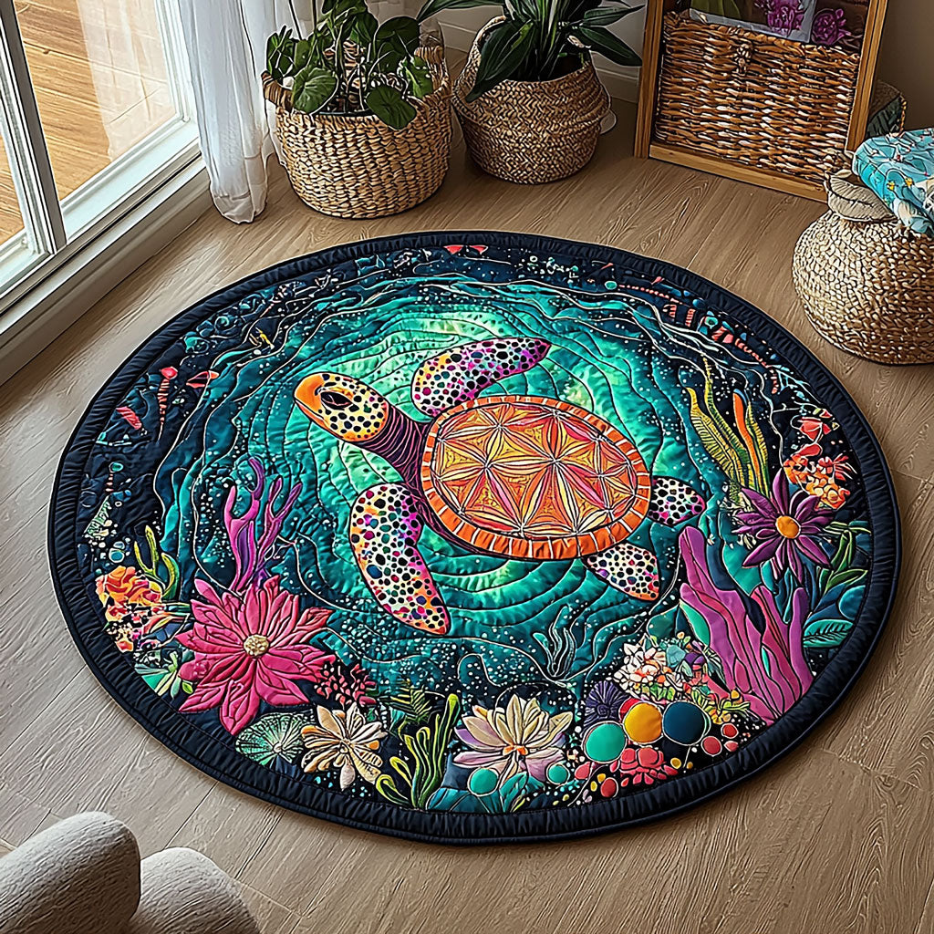 Magical Turtle QA2111019CL Quilted Round Mat