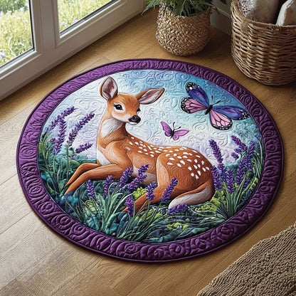 Deer In Lavender Garden QA0312008CL Quilted Round Mat