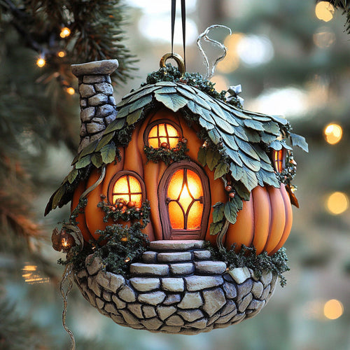 Pumpkin Fairy Cottage WN0412046CL Christmas Ornament