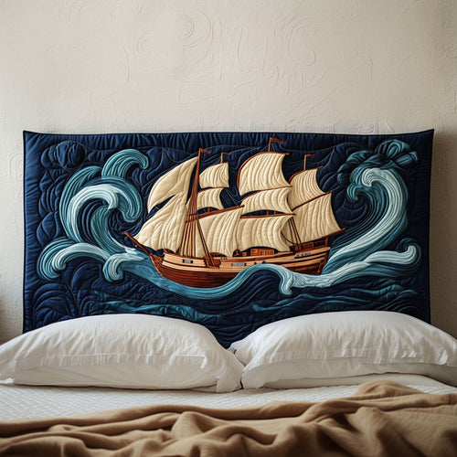 Whirling Seas Tall Ship KL0801026CL Quilted Headboard Slipcover