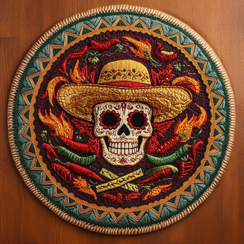Skull Hot WN3105037CL Quilted Round Mat