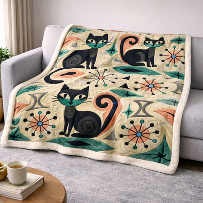 Whimsical Cat QA1002005CL Faux Fur Throw Blanket