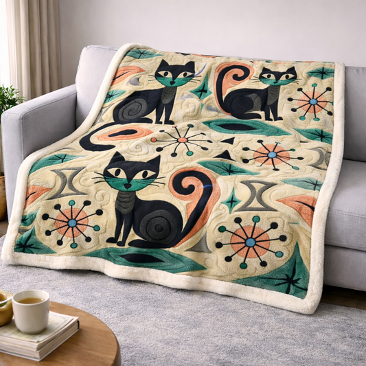 Whimsical Cat QA1002005CL Faux Fur Throw Blanket