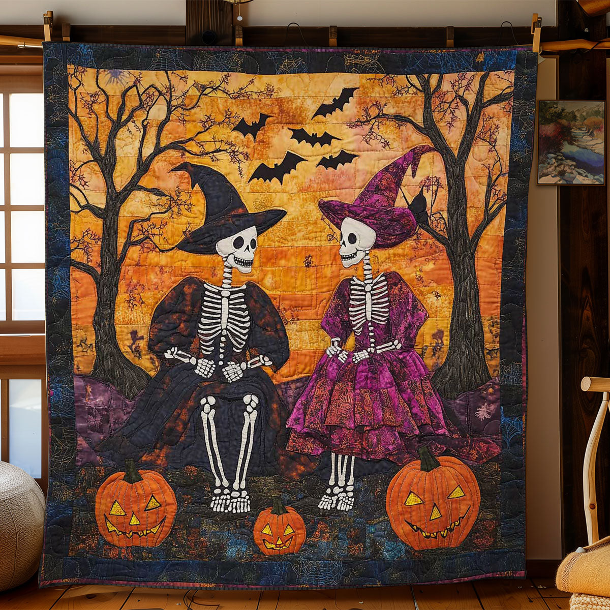 Halloween Skeleton Pair WN1401026CL Quilt