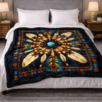 Sacred Feather Mandala KL2801009CL Faux Fur Throw Blanket
