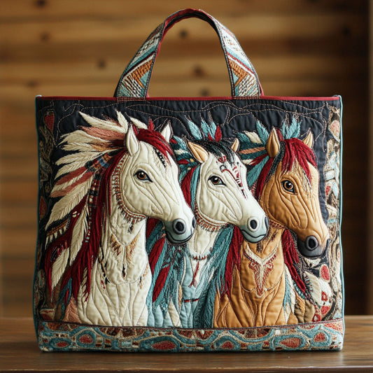 Native Horse Dream CW0801012CL Quilted Tote Bag