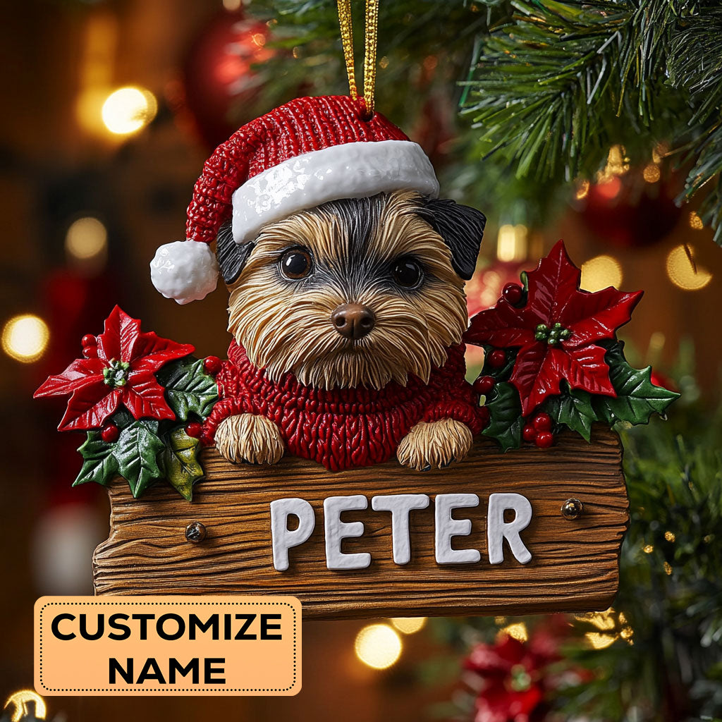 Yorkie Jolly CW2110031CL Personalized Christmas Ornament