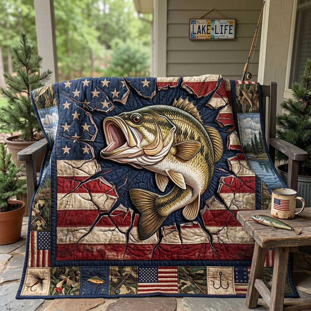 American Flag Bass Fishing WN1205003CL Quilt