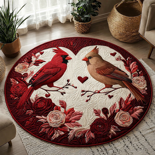 Cardinal Couple QA2901001CL Quilted Round Mat