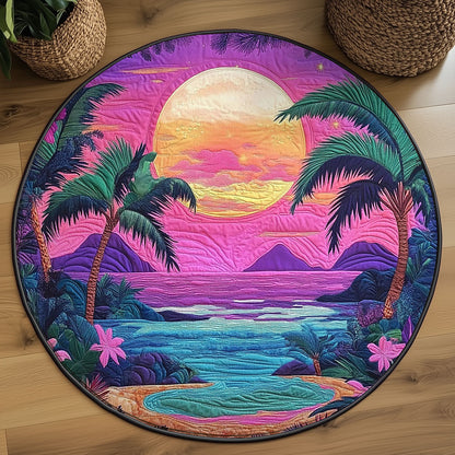 Tropical Surreal Sunset WJ0507049CL Quilted Round Mat