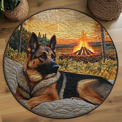 Fire Pit German Shepherd WJ0804028CL Quilted Round Mat