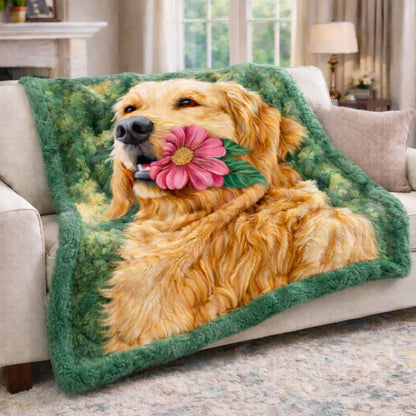 Golden Bloom Pup KL2801002CL Faux Fur Throw Blanket