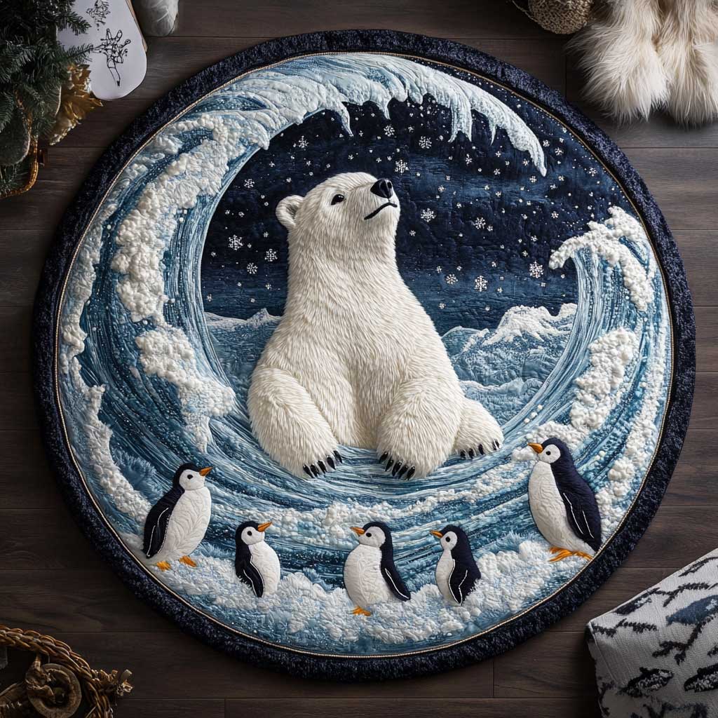 Polar Bear Glow WN1605038CL Quilted Round Mat