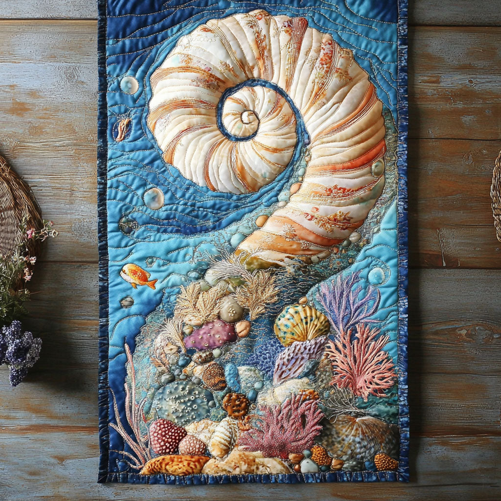 Seashell Garden Tide WN2306035CL Quilted Table Runner