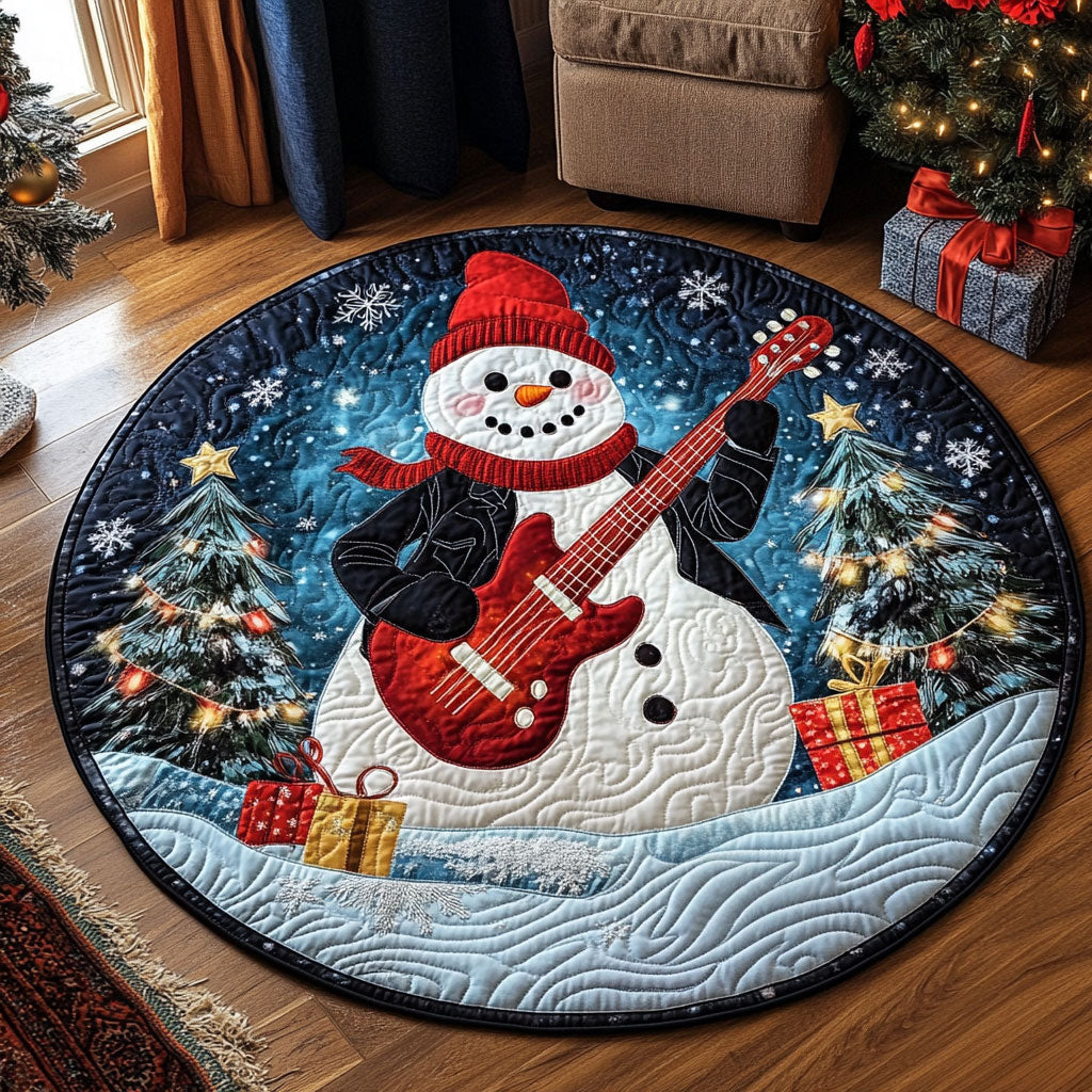 Festive Guitar Snowman KL2711001CL Quilted Round Mat
