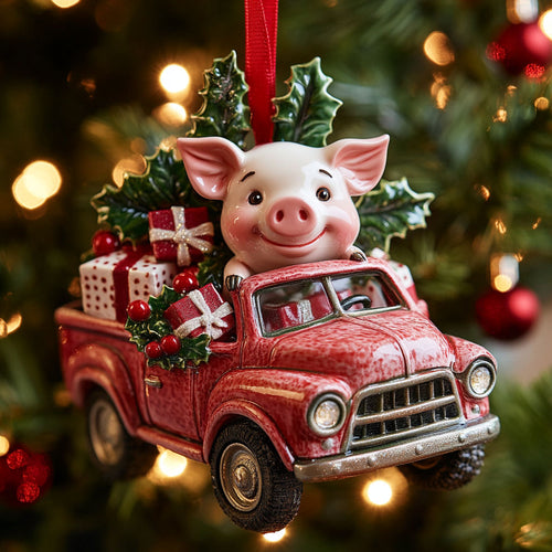Festive Pig WN2511017CL Christmas Ornament