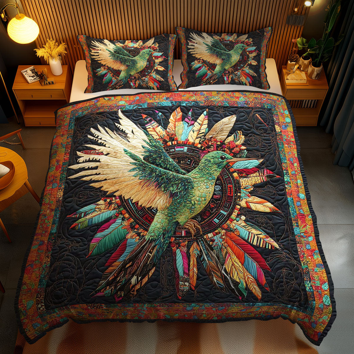 Golden Feather Hummingbird WN0302061CL Duvet Cover Set