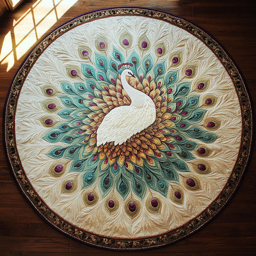 Peacock Petals WN1106076CL Quilted Round Mat