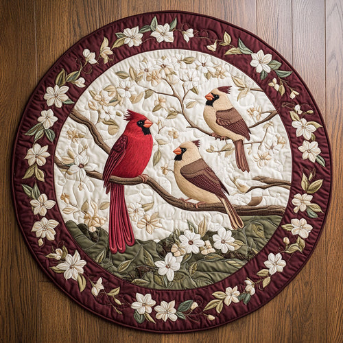 Red Cardinal Block WN2905045CL Quilted Round Mat