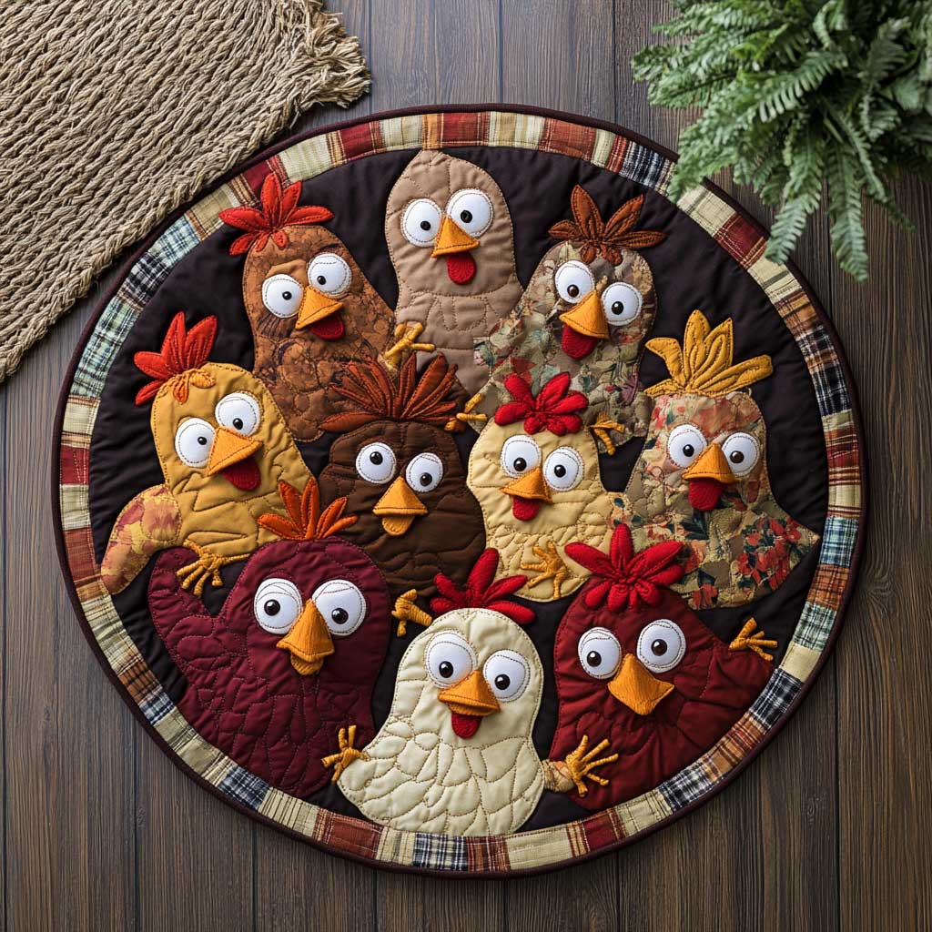 Wacky Funny Chicken WN2103109CL Quilted Round Mat
