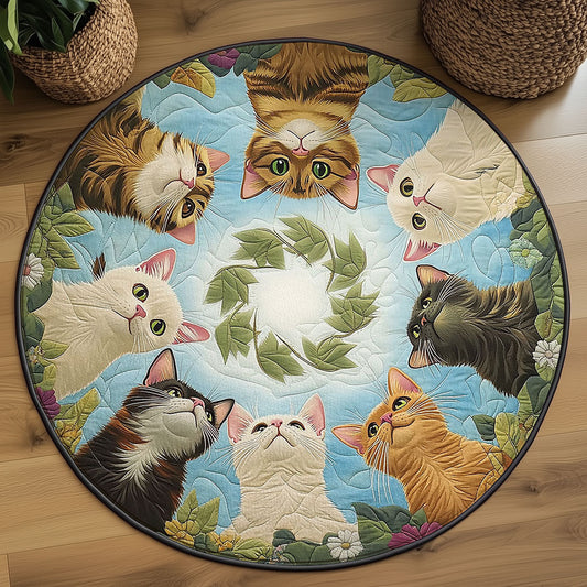 Meow Up There WJ2306036CL Quilted Round Mat