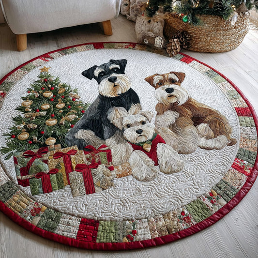 Christmas Schnauzers XR0611014CL Quilted Round Mat