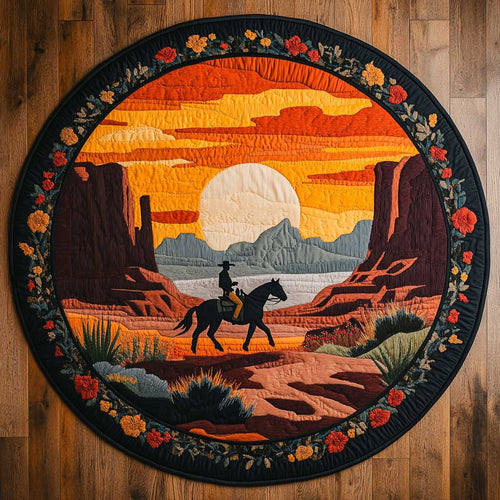 Cowboy And Steed WN2204010CL Quilted Round Mat