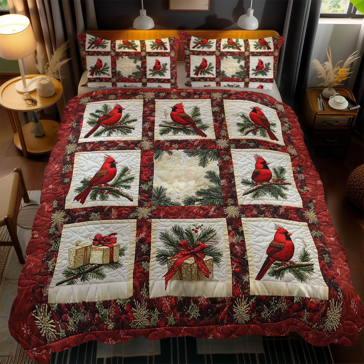 Holiday Cardinal WN2102063CL Duvet Cover Set