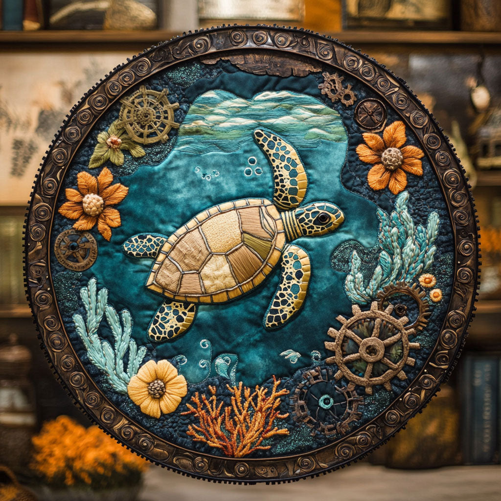 Turtle Spiral WN2406085CL Quilted Round Mat