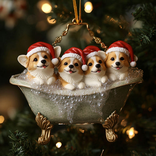 Jolly Corgi Friends WN1610090CL Christmas Ornament