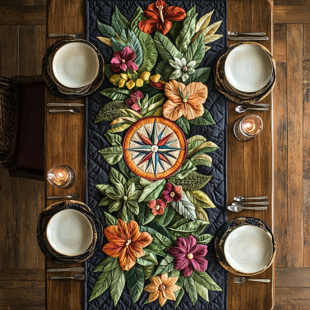 Seabreeze Compass WN0207082CL Quilted Table Runner