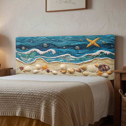 Seashell Ocean Flow CW1212049CL Quilted Headboard Slipcover