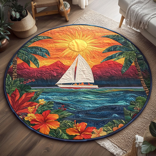 Tropical Sunset Sailboat WJ0507046CL Quilted Round Mat