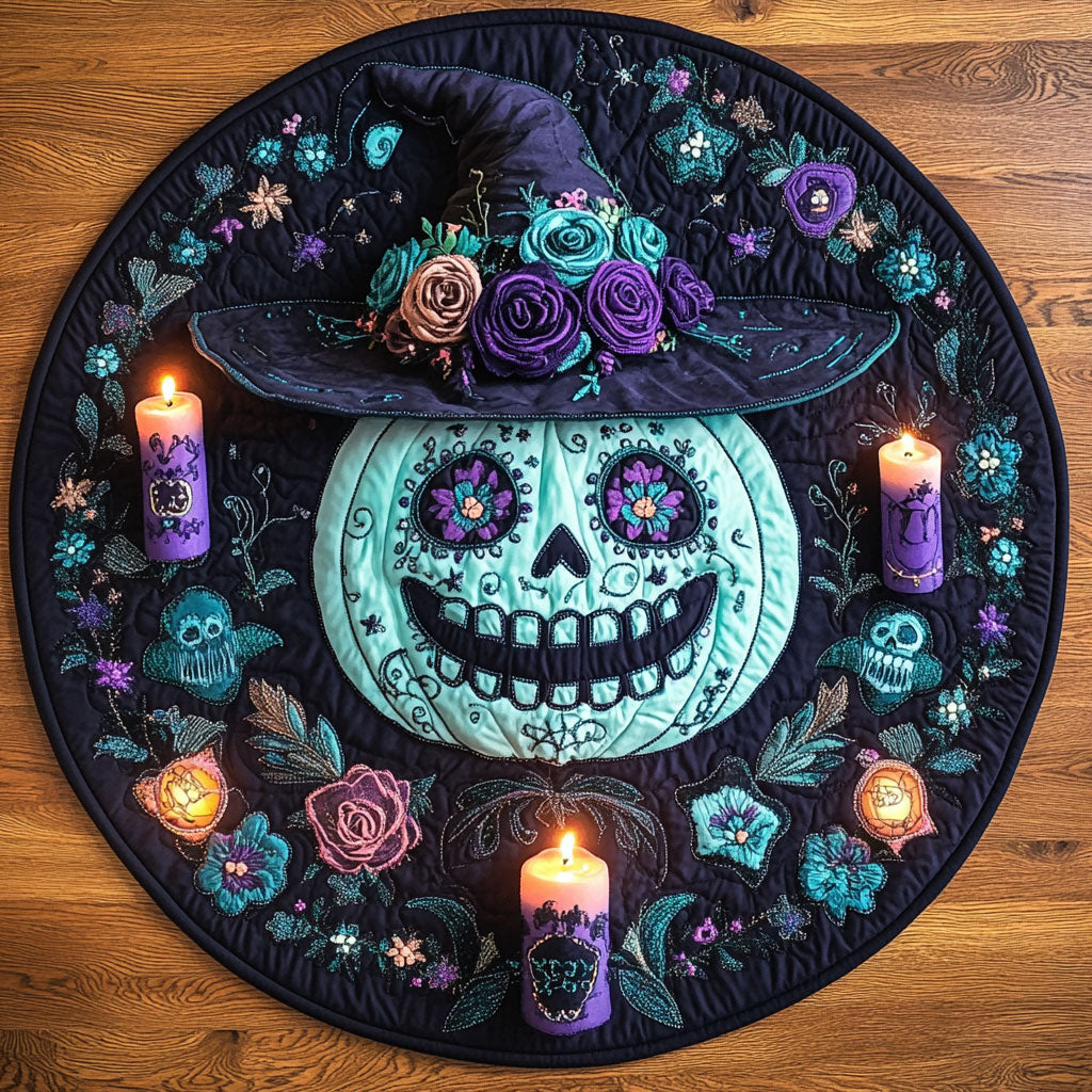 Pumpkin Spirit Bloom WN1108076CL Quilted Round Mat