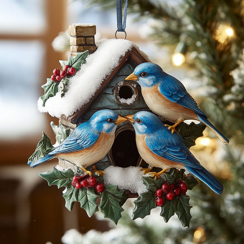 Silver Snow Bluebird WN2710057CL Christmas Ornament