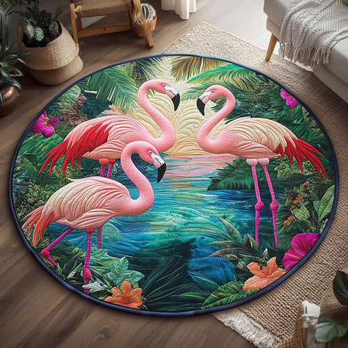 Tropical Flamingo WJ1604052CL Quilted Round Mat