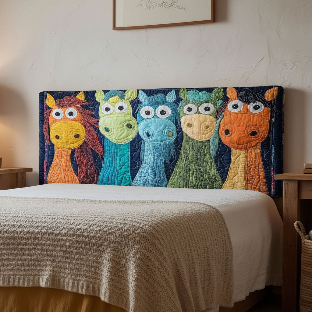 Happy Stitch Horse WN0601045CL Quilted Headboard Slipcover