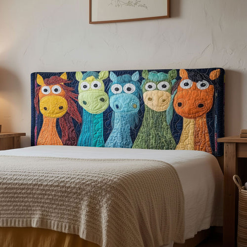 Happy Stitch Horse WN0601045CL Quilted Headboard Slipcover