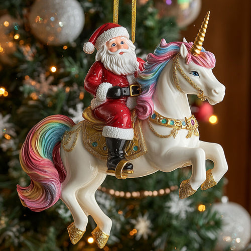 Santa and Unicorn CW0112050CL Christmas Ornament