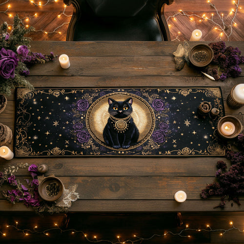 Spellbound Cat WN0807085CL Quilted Table Runner