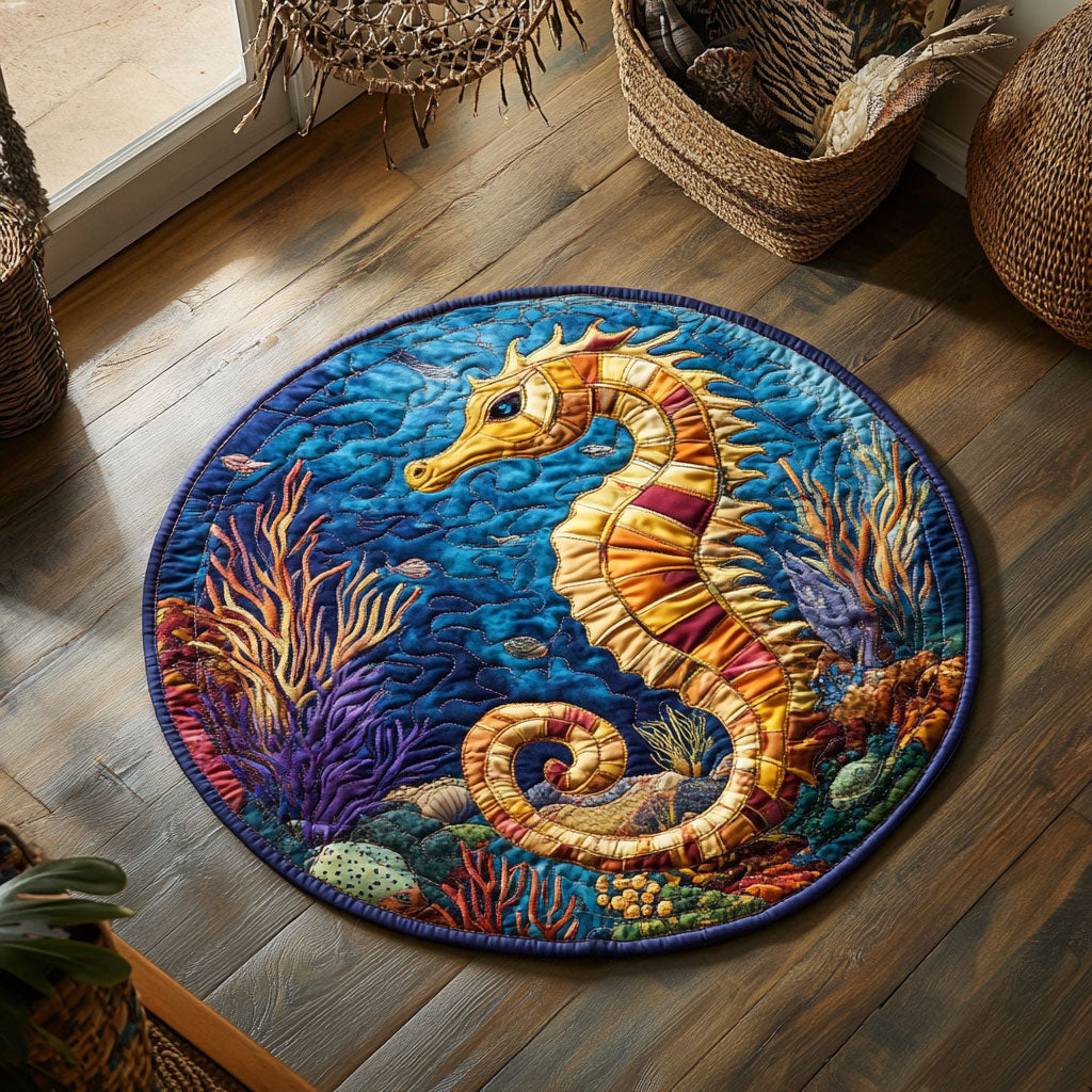 Underwater Seahorse WJ1207034CL Quilted Round Mat