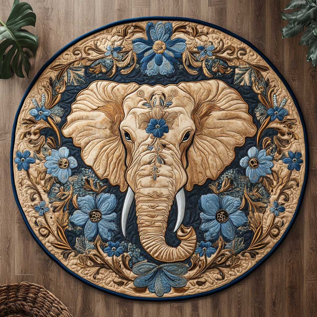 Elephant Glory WN2904072CL Quilted Round Mat