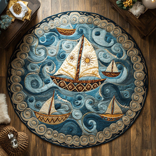 Spiral Sailboat Calm WN2006040CL Quilted Round Mat