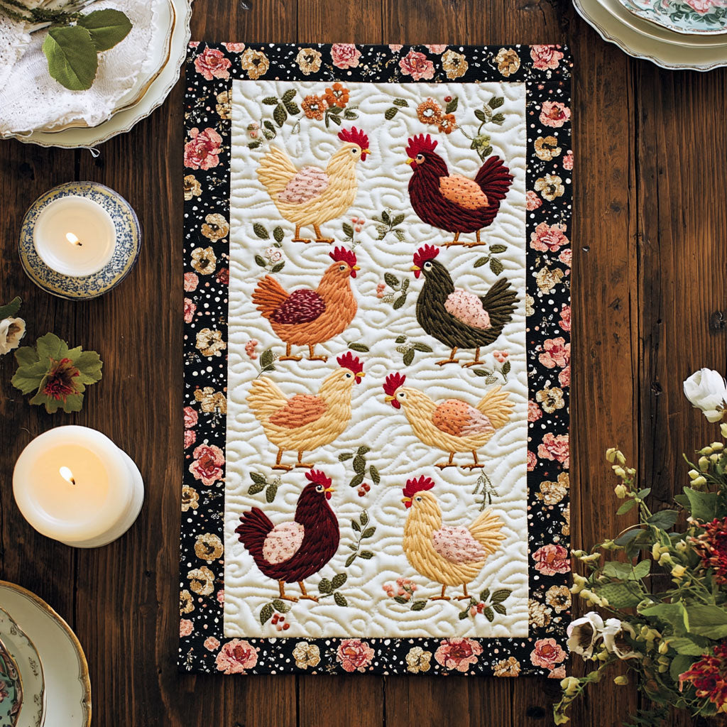 Chicken WJ1903045CL Quilted Table Runner