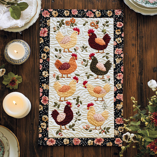 Chicken WJ1903045CL Quilted Table Runner